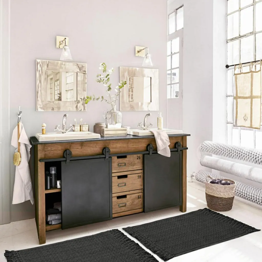 LOBERON Badematte 2er Set Faelwyn schwarz Discount