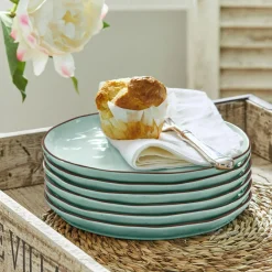 LOBERON Dessertteller 6er Set Biarré türkis New