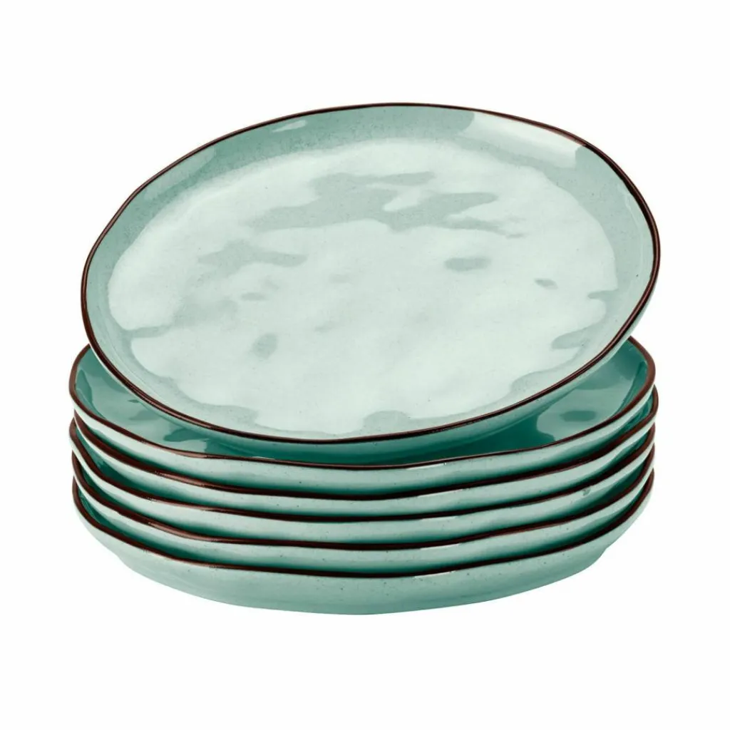 LOBERON Dessertteller 6er Set Biarré türkis New