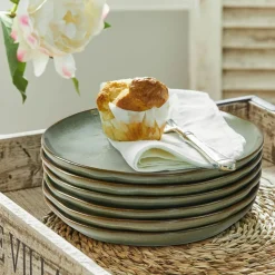 LOBERON Dessertteller 6er Set Biarré türkis/braun Sale