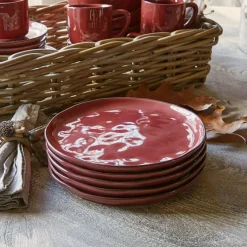 LOBERON Dessertteller 6er Set Biarré rot Clearance