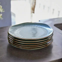 LOBERON Dessertteller 6er Set Périers türkis/braun Clearance