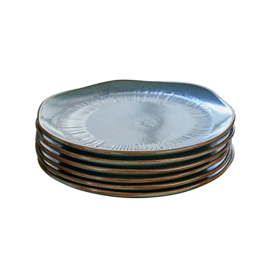 LOBERON Dessertteller 6er Set Périers türkis/braun Clearance