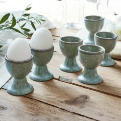 LOBERON Eierbecher 6er Set Biarré türkis/braun Sale