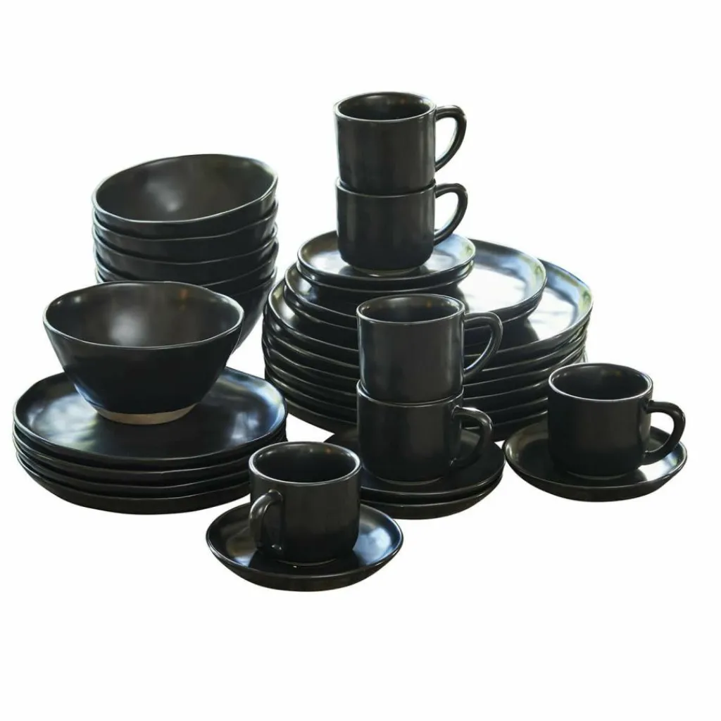 LOBERON Geschirr 30er Set Biarré schwarz Hot