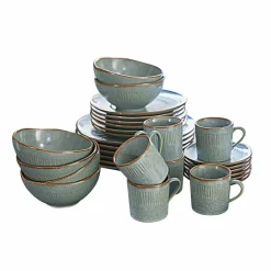 LOBERON Geschirr 30er Set Périers türkis/braun Clearance