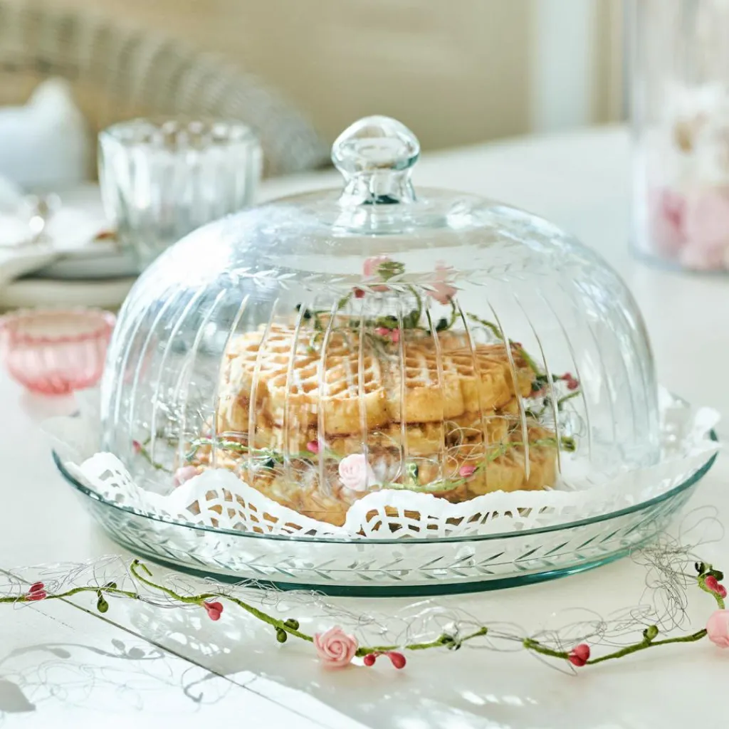 LOBERON Glasglocke mit Platte Layla