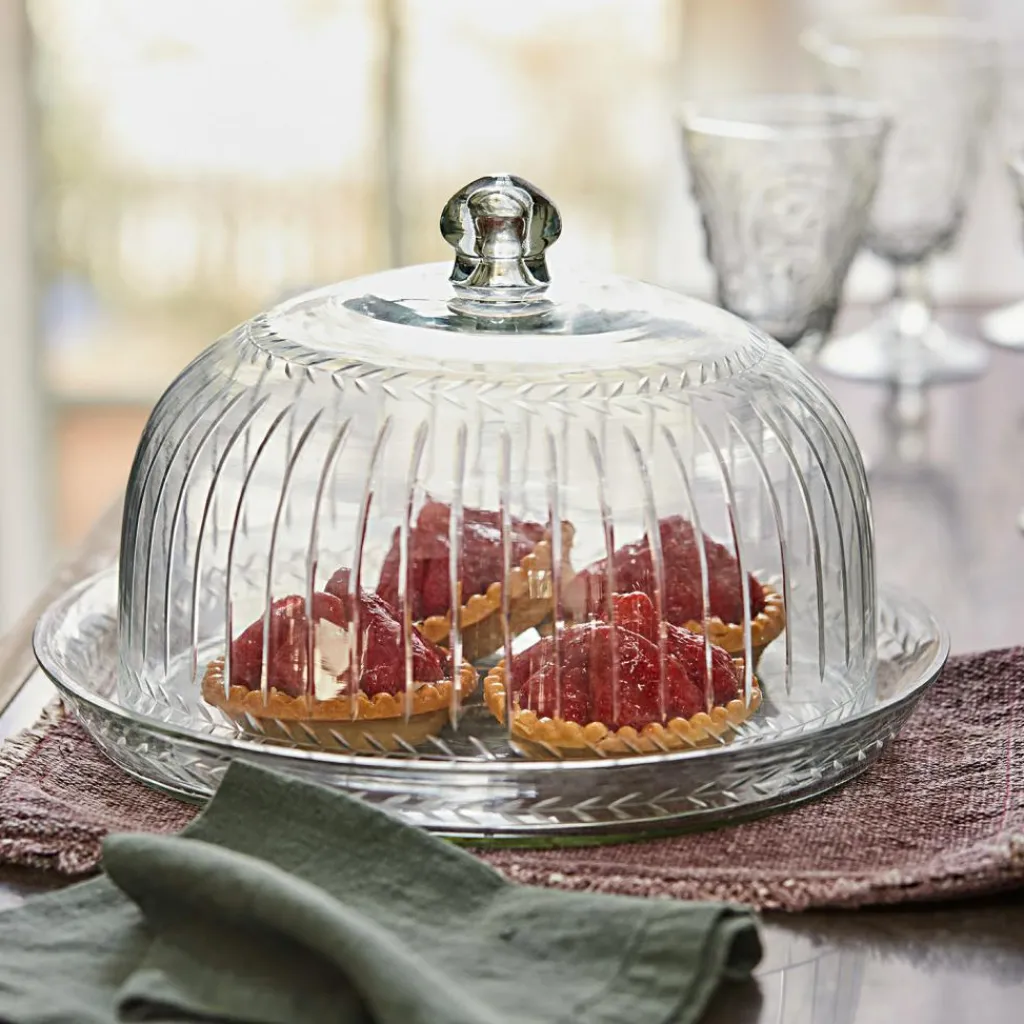 LOBERON Glasglocke mit Platte Layla