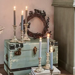 LOBERON Kerze 12er Set Bauceau graublau Clearance