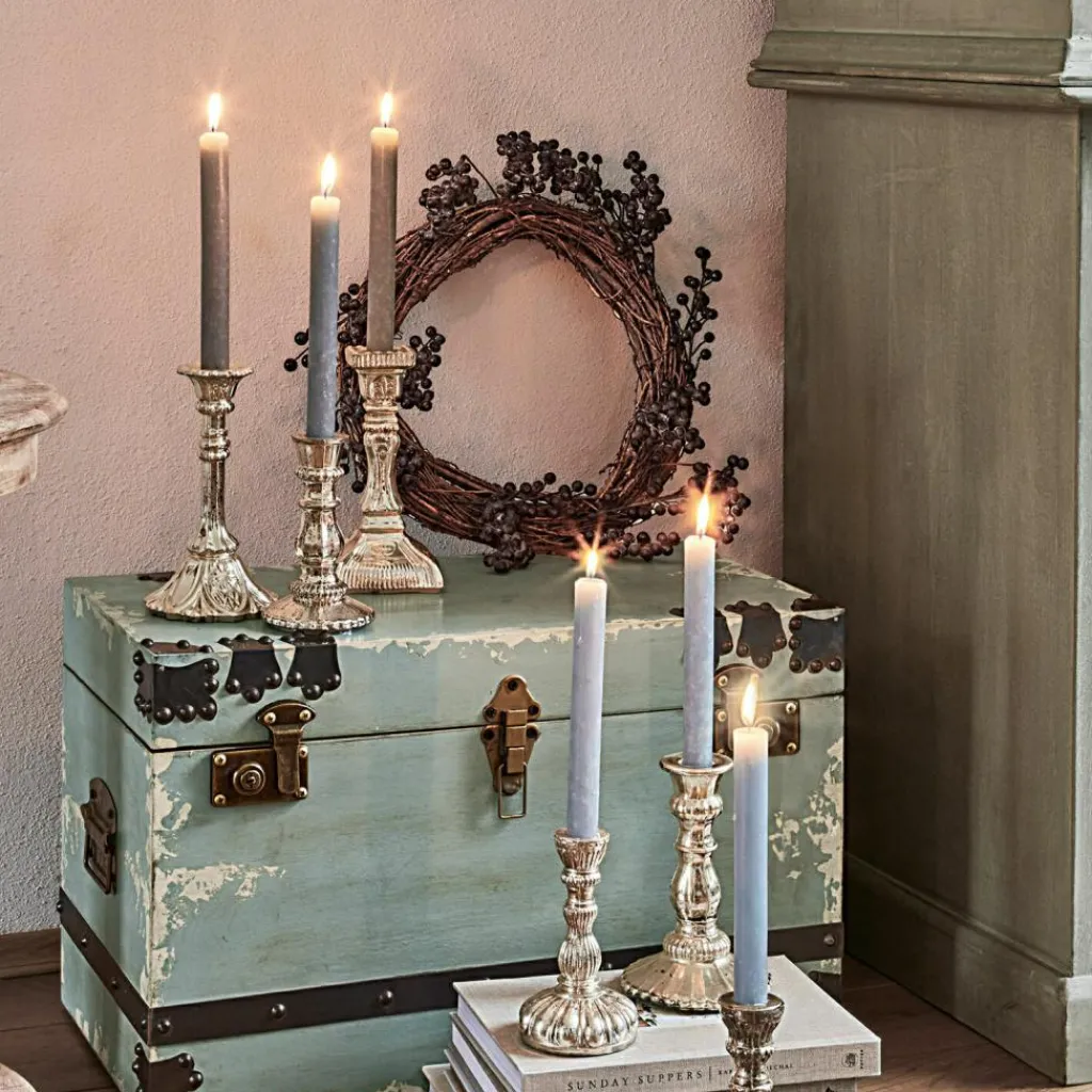 LOBERON Kerze 12er Set Bauceau graublau Clearance