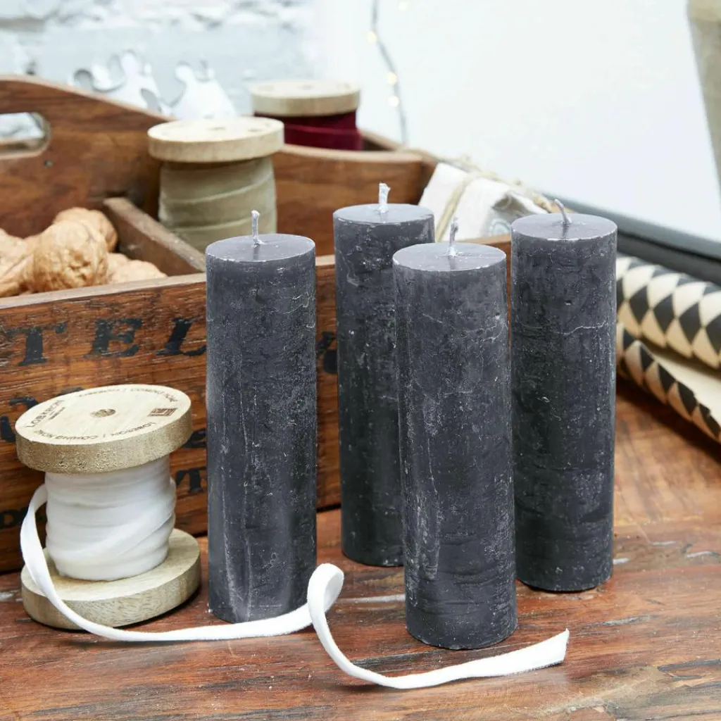 LOBERON Kerze 4er Set Muriel anthrazit Clearance