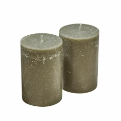 LOBERON Kerze 2er Set Oviedo olivgrün New