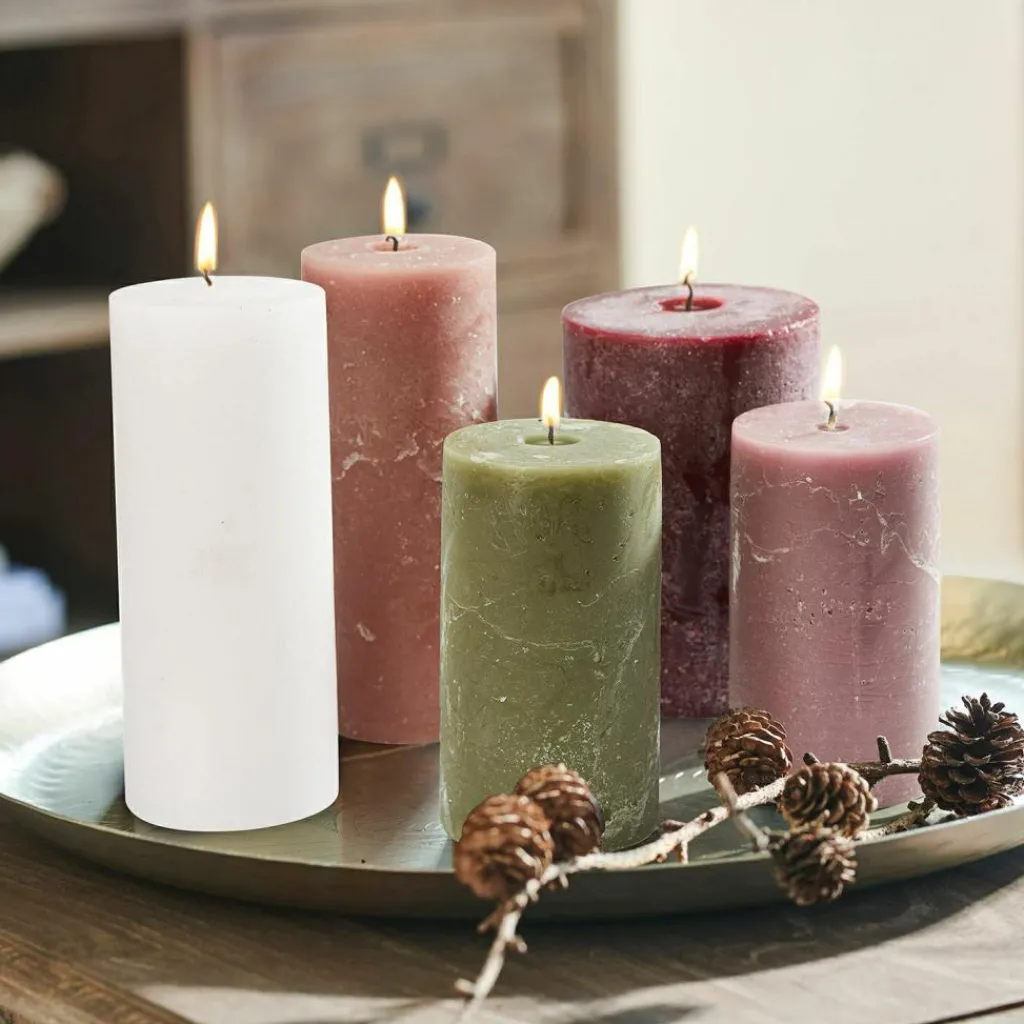 LOBERON Kerze 5er Set Panagra creme/rosa/grün Clearance