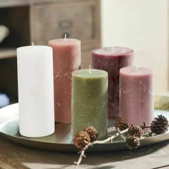 LOBERON Kerze 5er Set Panagra creme/rosa/grün Clearance