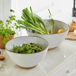 LOBERON Salatschüssel 2er Set Biarré weiß New