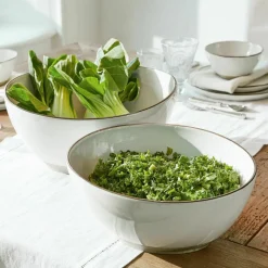 LOBERON Salatschüssel 2er Set Biarré weiß New