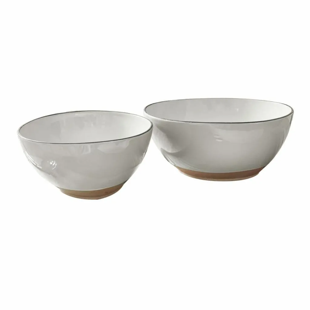 LOBERON Salatschüssel 2er Set Biarré weiß New