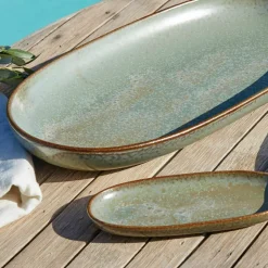 LOBERON Servierplatte 3er Set Biarré türkis/braun Online