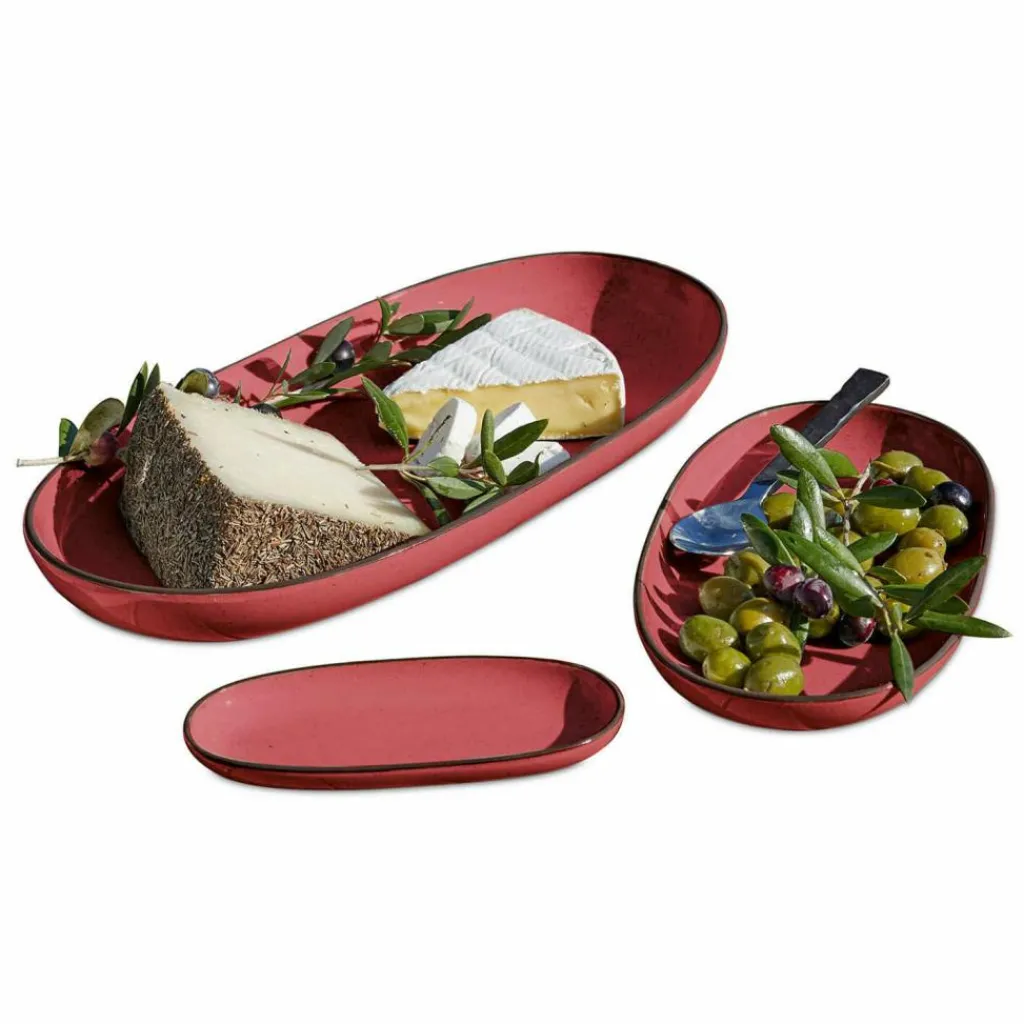 LOBERON Servierplatte 3er Set Biarré rot Clearance