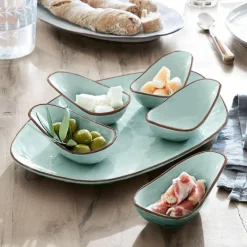 LOBERON Servierschälchen 6er Set Biarré türkis Hot