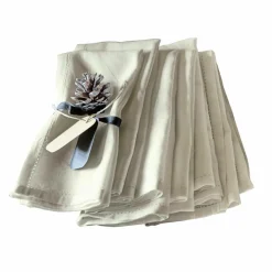 LOBERON Serviette 6er Set Fibi weiß Discount