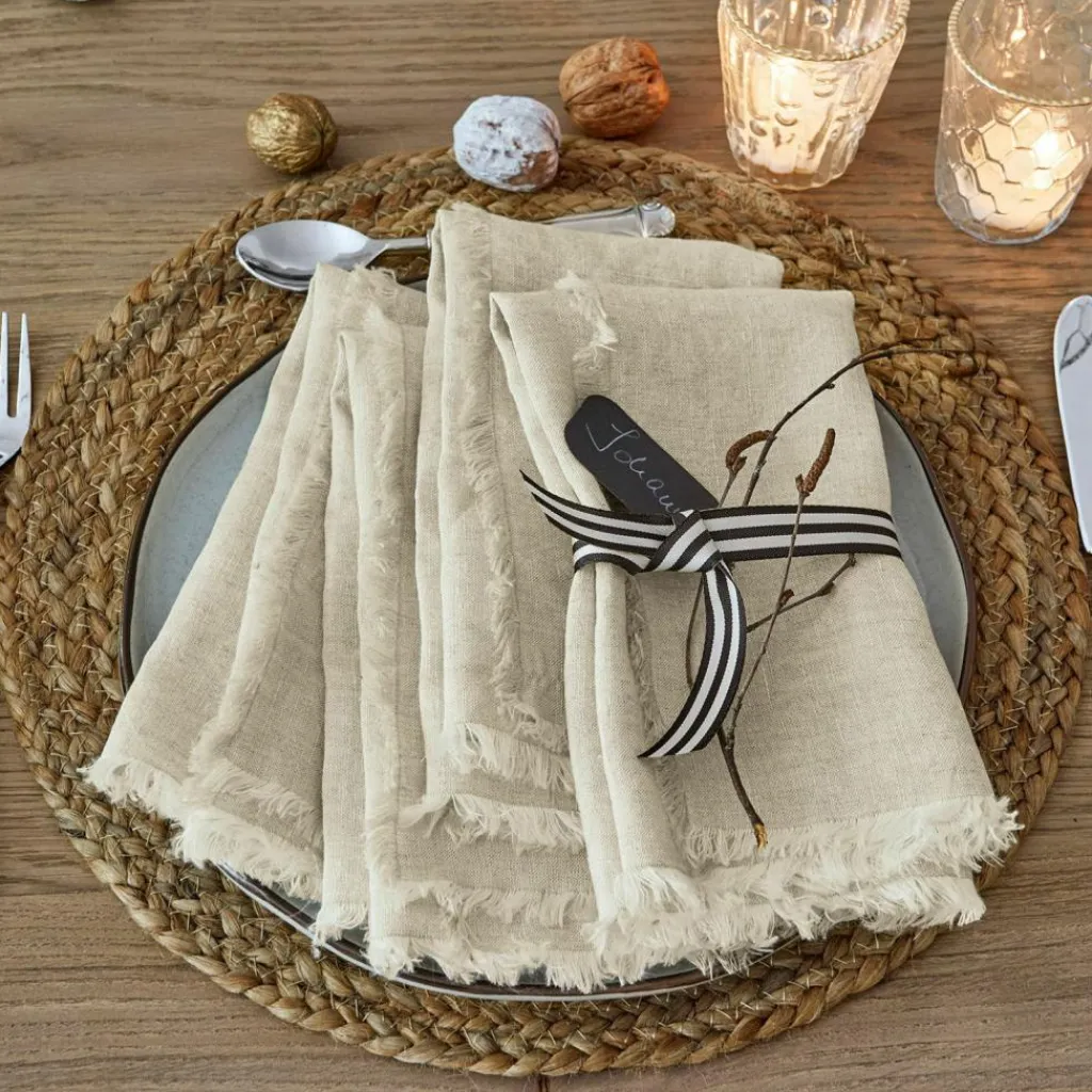 LOBERON Serviette 4er Set Largo leinen Hot
