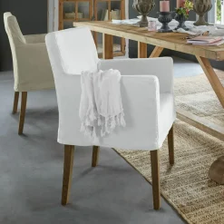 LOBERON Stuhl Longhill weiß/braun Outlet
