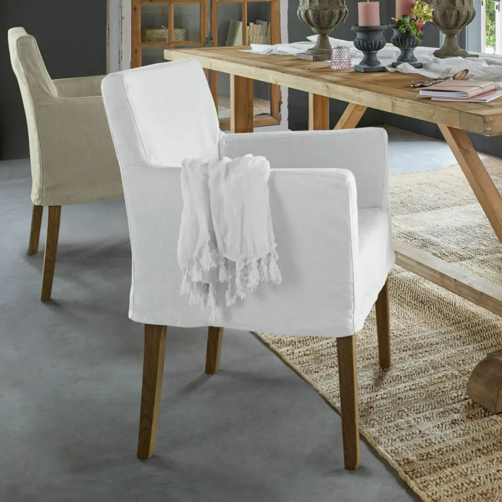 LOBERON Stuhl Longhill weiß/braun Outlet
