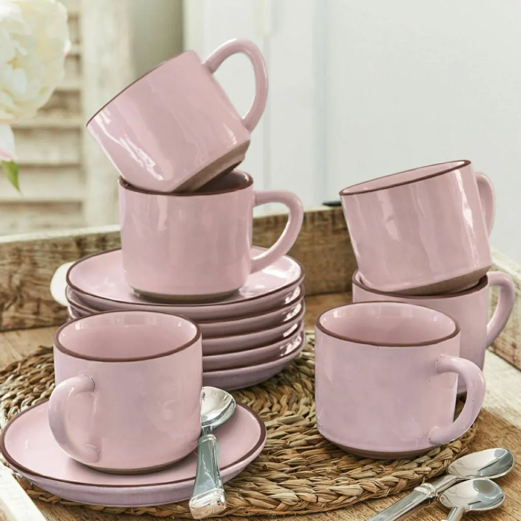 LOBERON Tasse mit Untertasse 6er Set Biarré rosa
