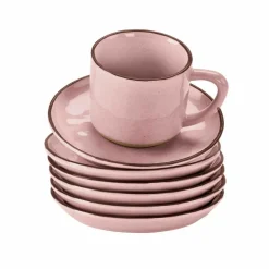 LOBERON Tasse mit Untertasse 6er Set Biarré rosa