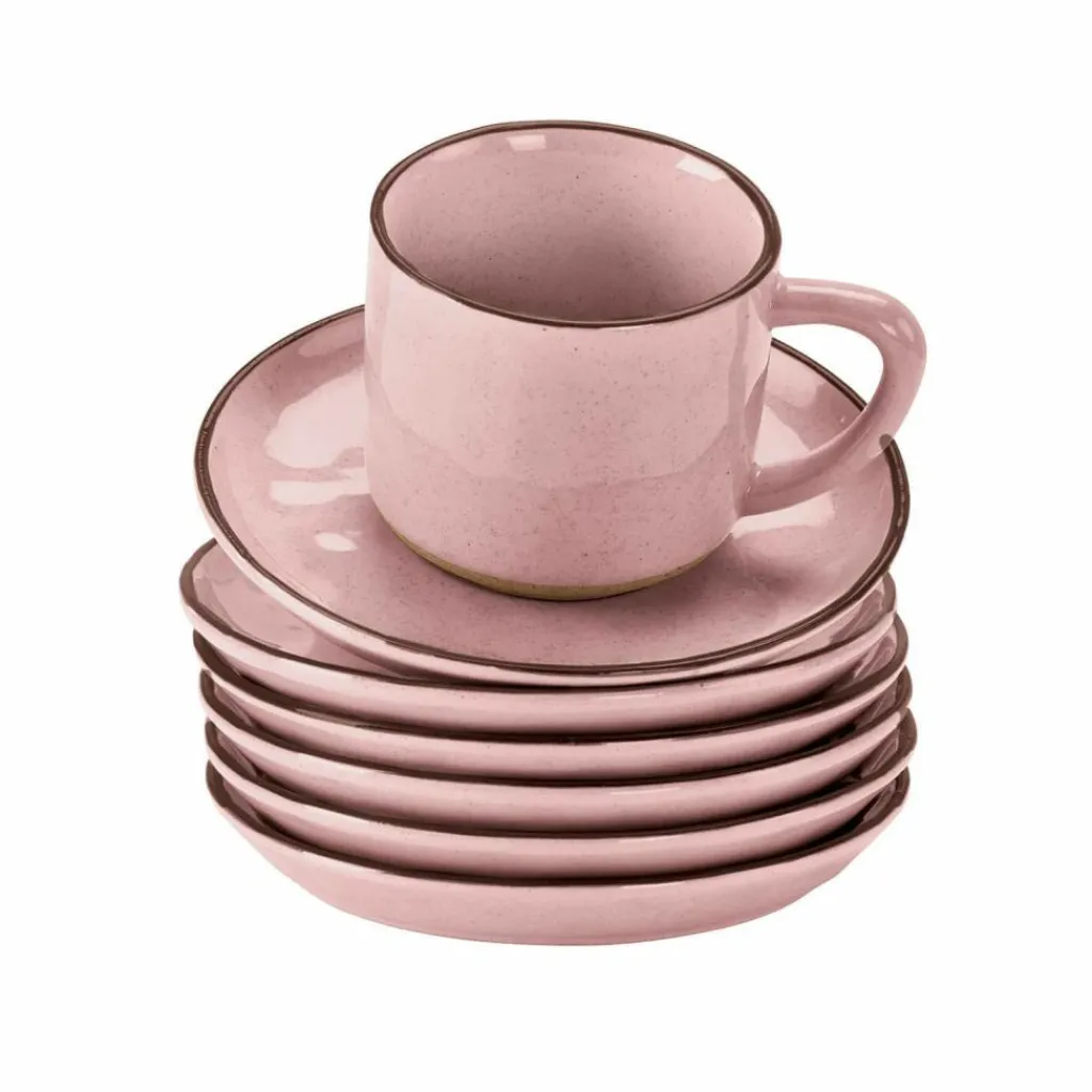 LOBERON Tasse mit Untertasse 6er Set Biarré rosa