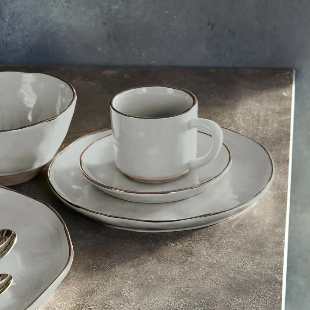 LOBERON Tasse mit Untertasse 6er Set Biarré grau Outlet