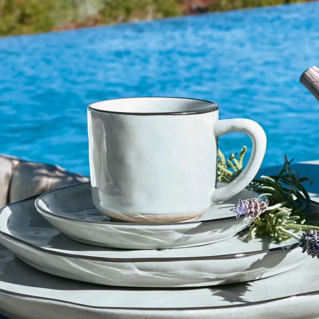 LOBERON Tasse mit Untertasse 6er Set Biarré grau Outlet