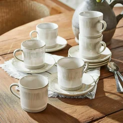 LOBERON Tasse mit Untertasse 6er Set Périers beige Best