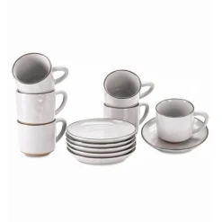 LOBERON Tasse mit Untertasse 6er Set Biarré weiß Clearance