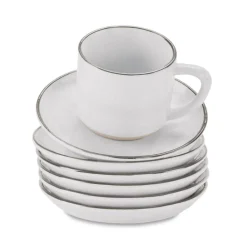 LOBERON Tasse mit Untertasse 6er Set Biarré weiß Clearance