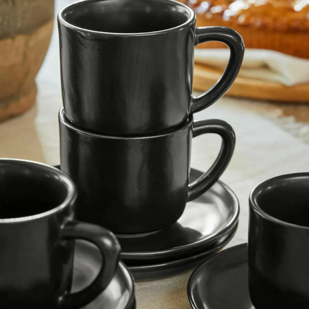 LOBERON Tasse mit Untertasse 6er Set Biarré schwarz Discount
