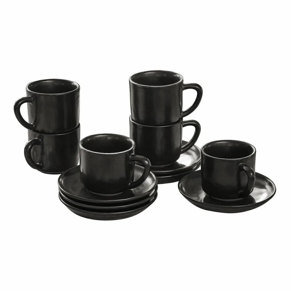 LOBERON Tasse mit Untertasse 6er Set Biarré schwarz Discount