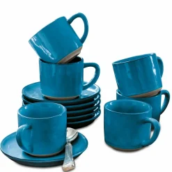 LOBERON Tasse mit Untertasse 6er Set Biarré blau Discount