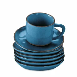 LOBERON Tasse mit Untertasse 6er Set Biarré blau Discount