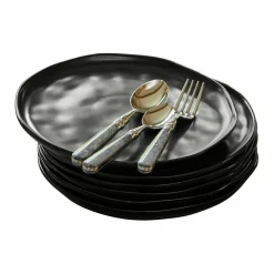 LOBERON Teller 6er Set Biarré schwarz New