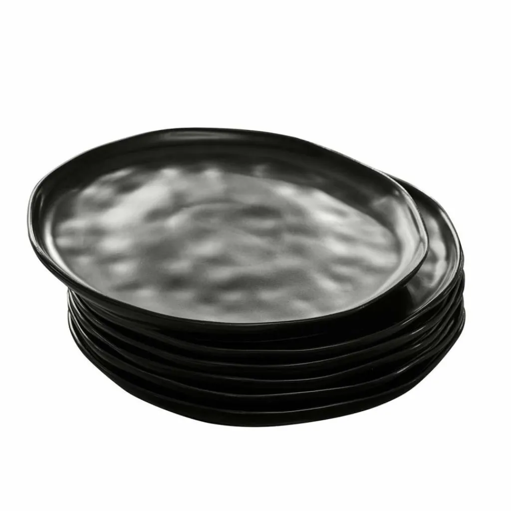 LOBERON Teller 6er Set Biarré schwarz New