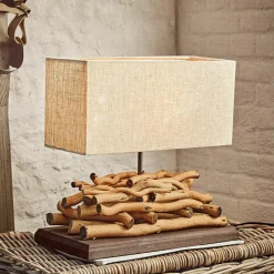 LOBERON Tischlampe Caribou leinen/braun Hot