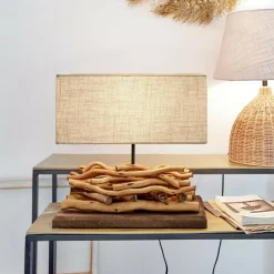 LOBERON Tischlampe Caribou leinen/braun Hot