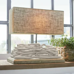 LOBERON Tischlampe Caribou leinen/weiß Online