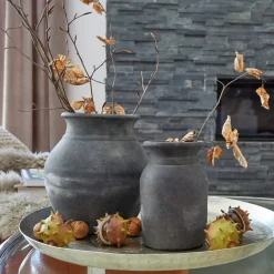 LOBERON Vase 2er Set Molduc antikgrau Sale