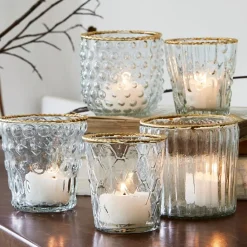 LOBERON Windlicht 5er Set Jarnac klar/gold Outlet