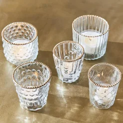 LOBERON Windlicht 5er Set Jarnac klar/gold Outlet