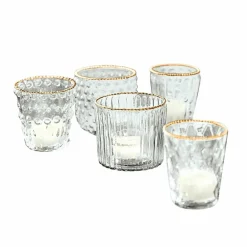 LOBERON Windlicht 5er Set Jarnac klar/gold Outlet