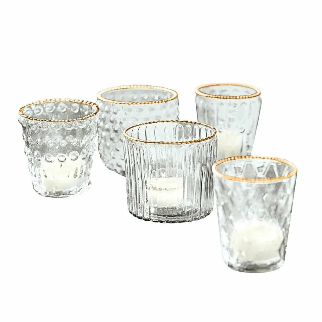 LOBERON Windlicht 5er Set Jarnac klar/gold Outlet